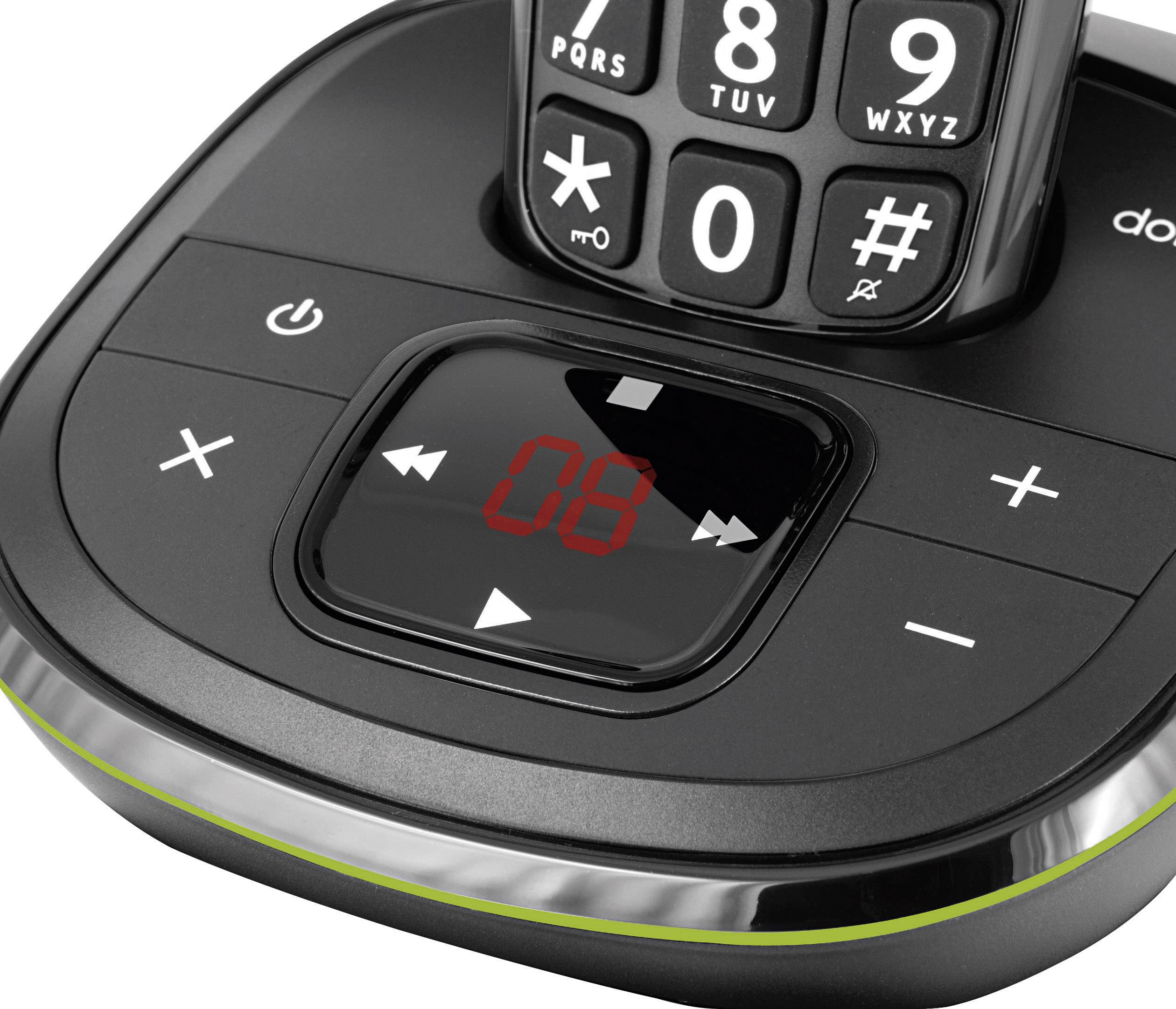 doro PhoneEasy 105wr Schnurloses Seniorentelefon Optische Anrufsignalisierung, Anrufbeantworter Beleuchtetes Display Schwarz