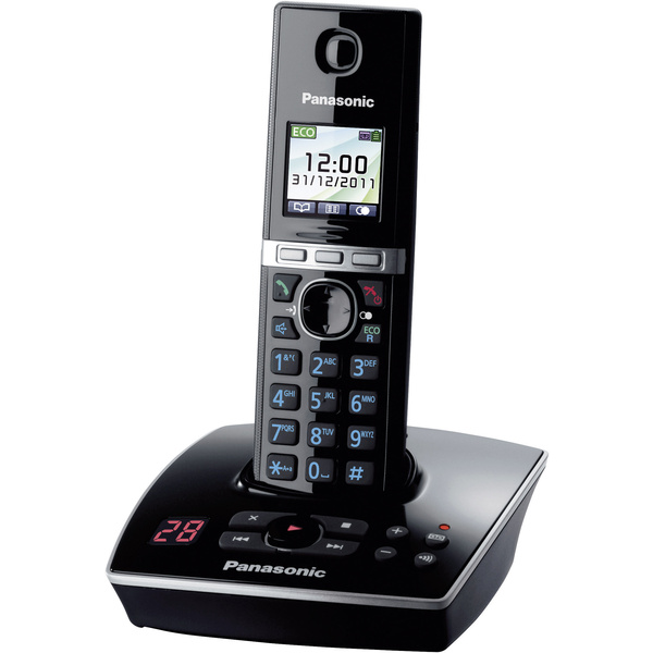 Panasonic KX-TG8061 DECT, GAP Schnurloses Telefon analog Anrufbeantworter, Headsetanschluss Schwarz, Silber