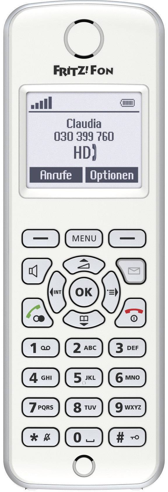 AVM FRITZ!Fon M2 Schnurloses Telefon VoIP Babyphone, Freisprechen Beleuchtetes Display Weiß, Silber