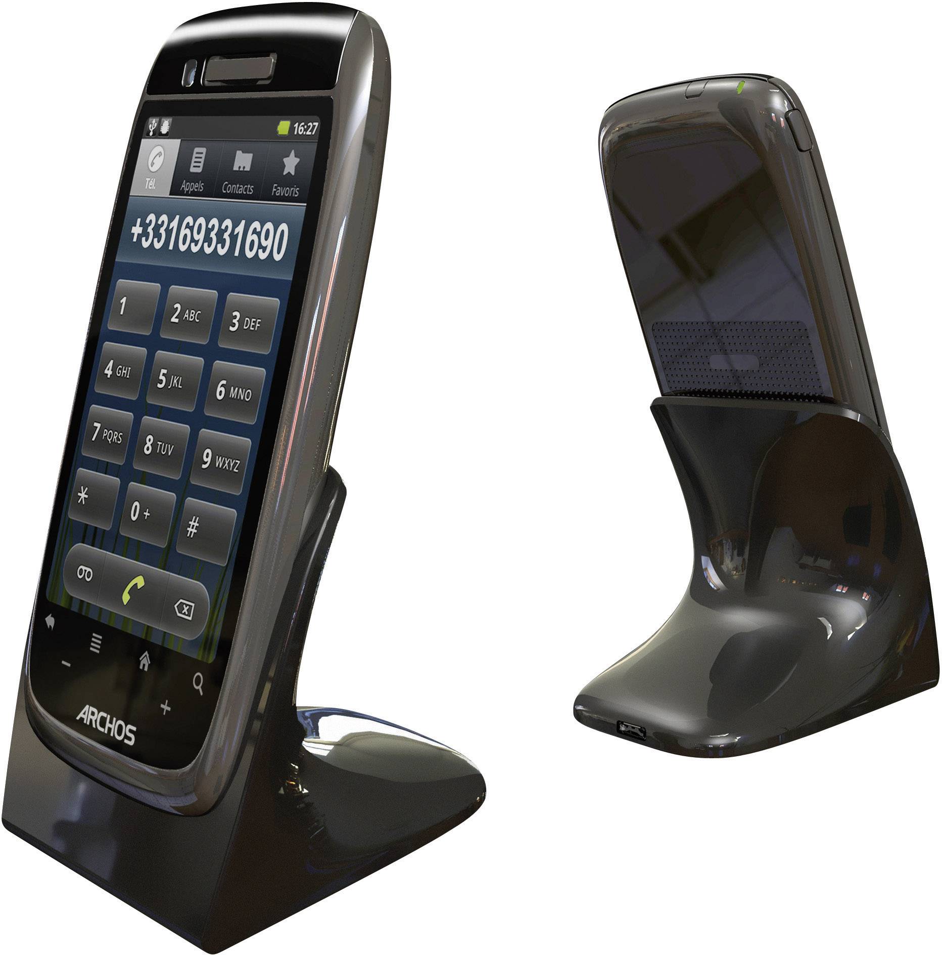 Archos Smart Home Phone schnurloses analog Telefon (Android™, Touch-Farbdisplay, Schwarz)
