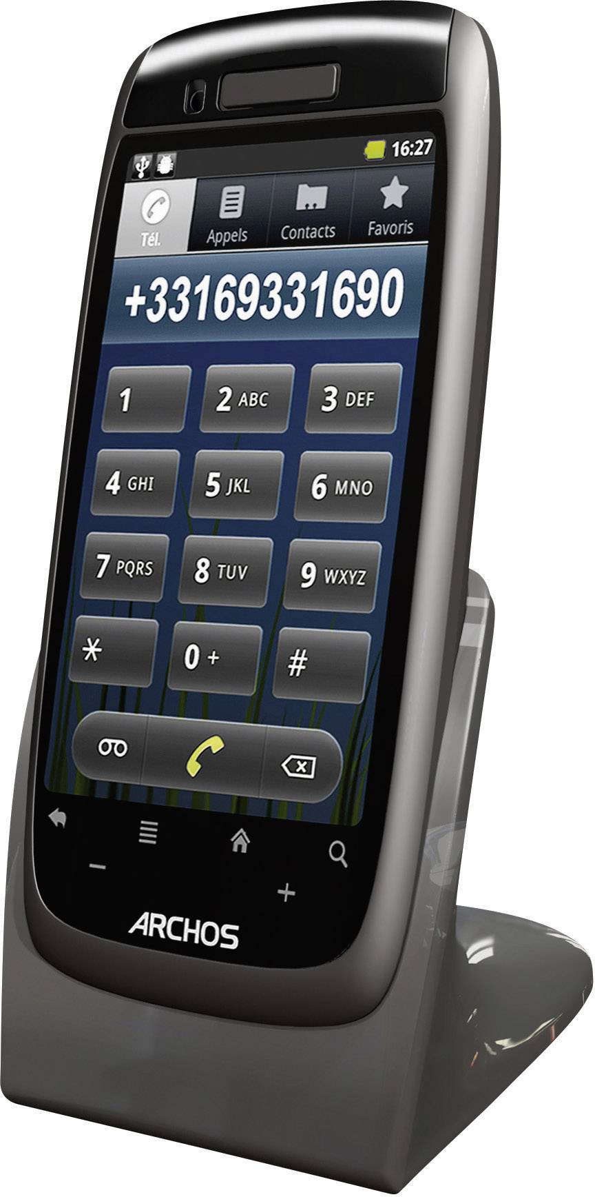 Archos Smart Home Phone schnurloses analog Telefon (Android™, Touch-Farbdisplay, Schwarz)