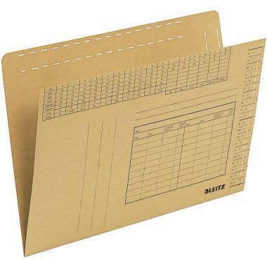 Leitz Einstellmappe, DIN A4 quer, 250g/qm, Natronkarton, Organisationsdruck, Stanzung für Reiter, natur