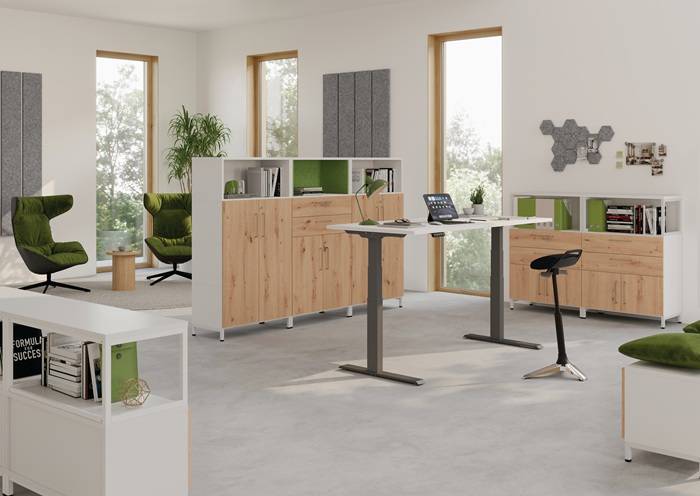 Regal FlexWall 2OH 2Schübe graphit/asteiche