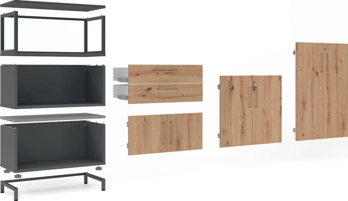 Regal FlexWall 2OH 2Schübe weiß/asteiche