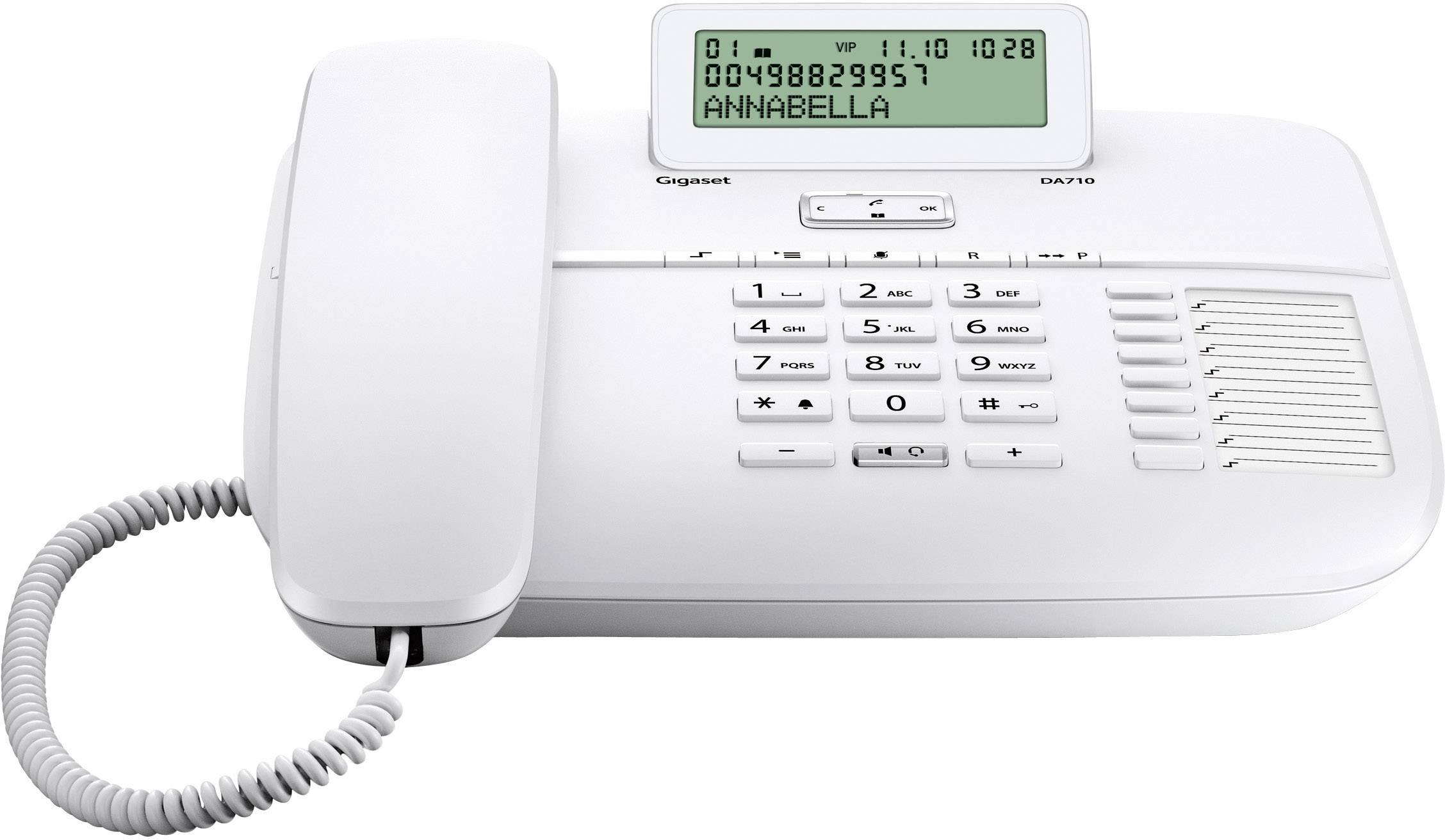 Gigaset DA710 Schnurgebundenes Telefon, analog Headsetanschluss, Freisprechen Matt Weiß