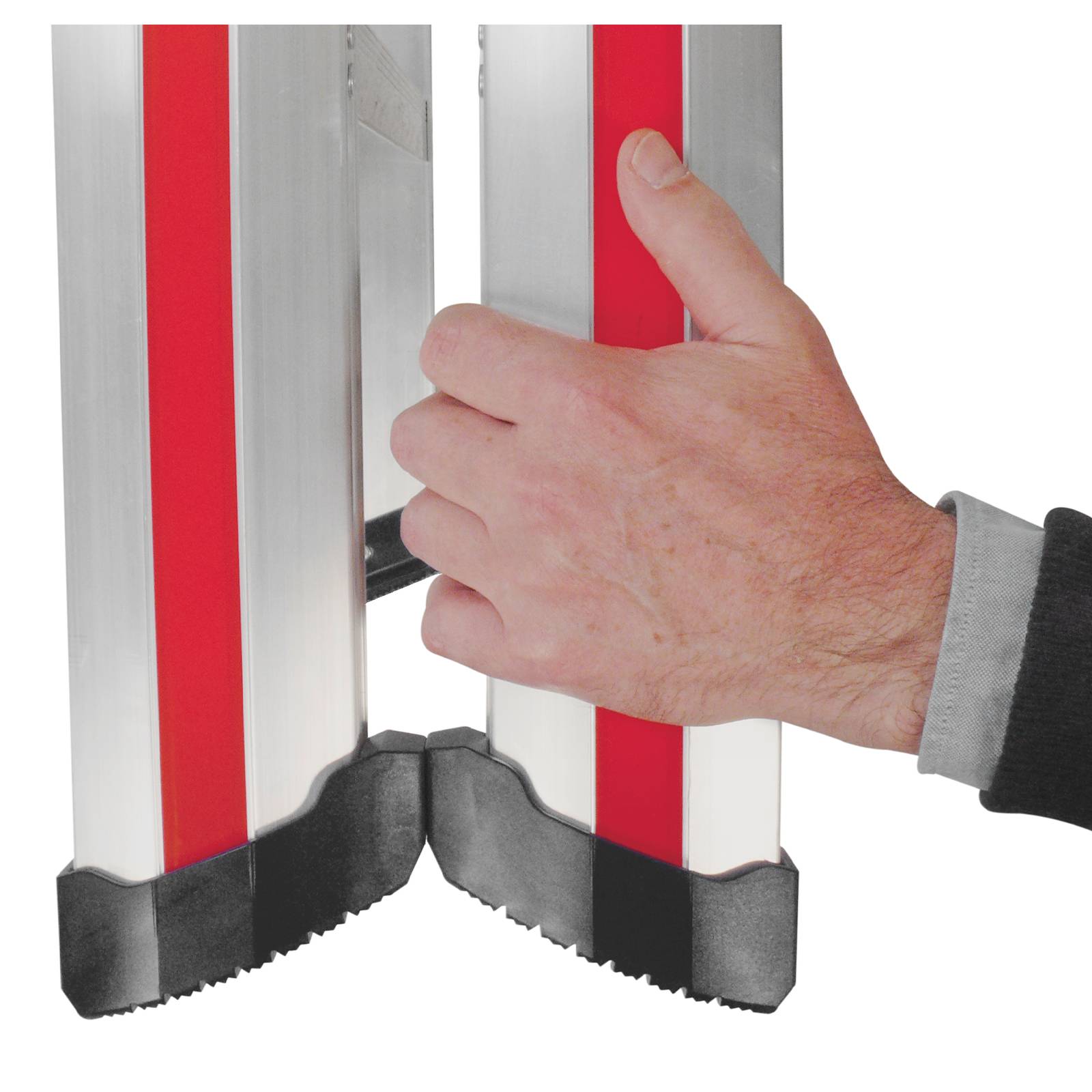 Hymer Stufenstehleiter mit vernieteten Leiterschuhen 2x7 Stufen