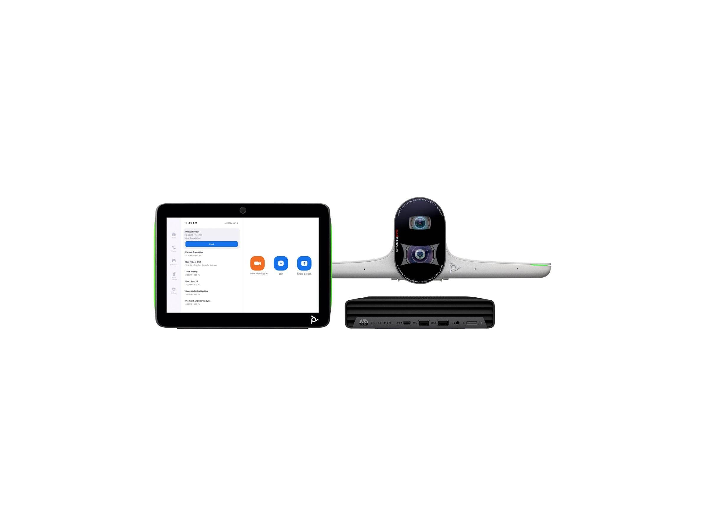 Studio Zoom-Rooms-Bundle für große Räume: Studio E70 Smart Camera und HP PC mit TC10