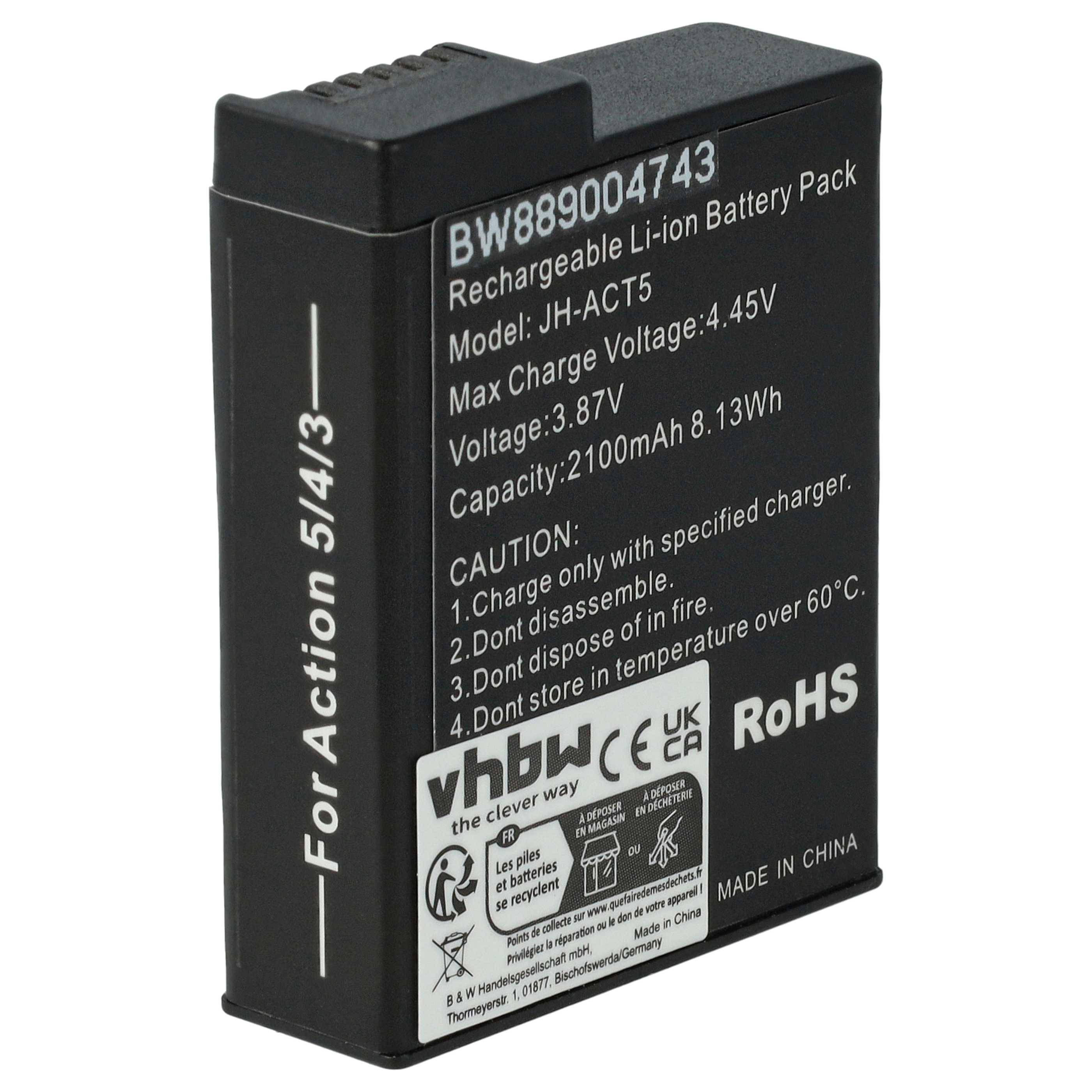 vhbw 2x Akku Ersatz für DJI BCX204-1950-3.87, CP.OS.00000370.01, JH-ACT5 für Tragbare Mini-Kamera (2100 mAh, 3,8 V