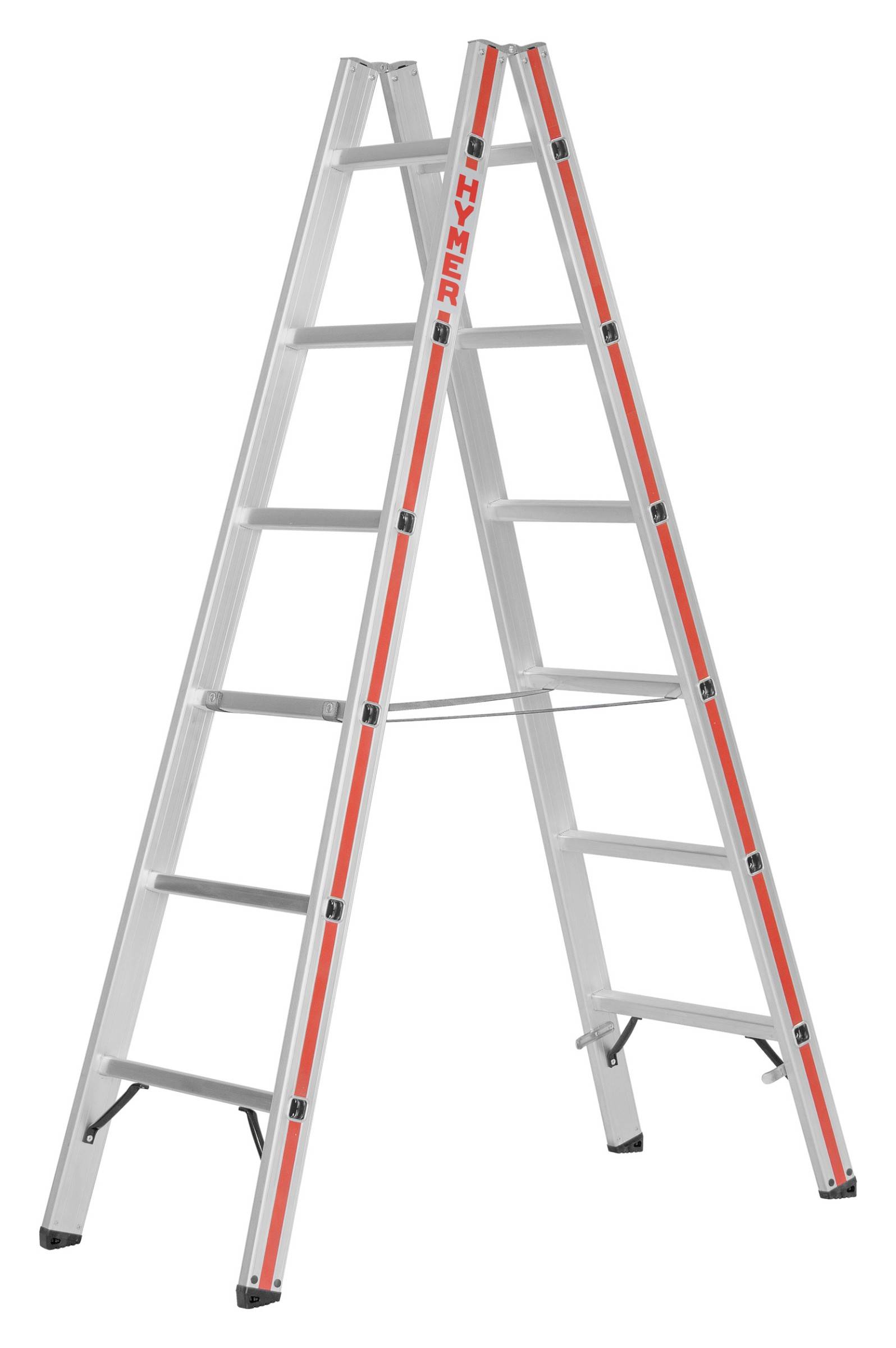 Hymer Sprossenstehleiter mit profiliertem Strangpressprofil 2x14 Sprossen