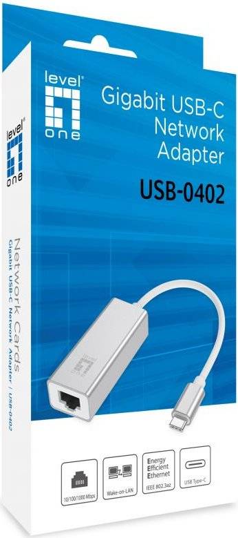 LevelOne Adapter USB-C -> RJ45 10/100/1000 0.15m