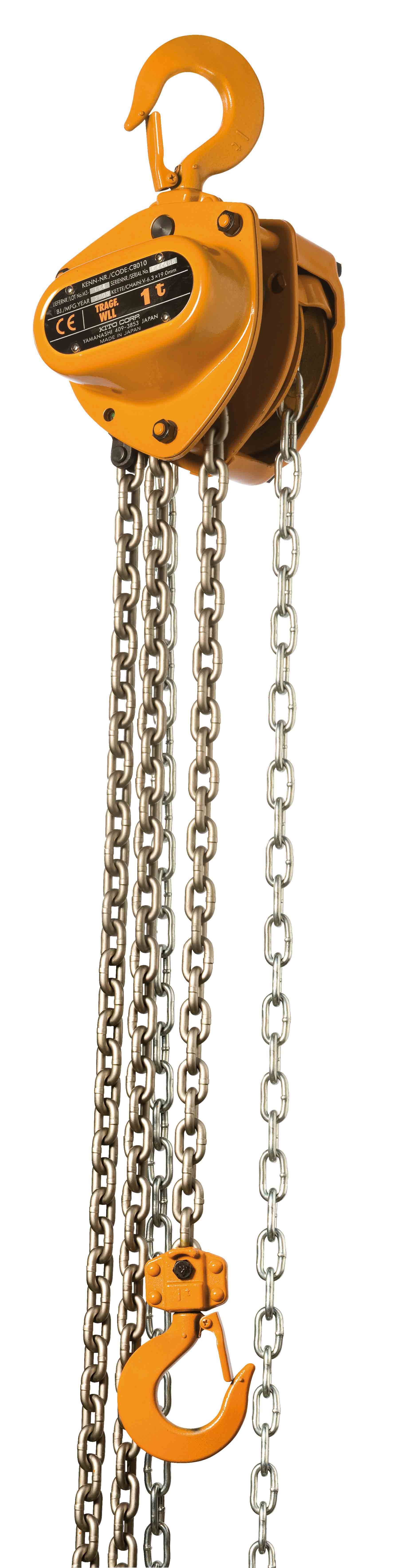 KITO Handkettenzug CBSG005, Nennlast 500kg, mit Haspelfahrwerk, 164-305 Flanschbreite