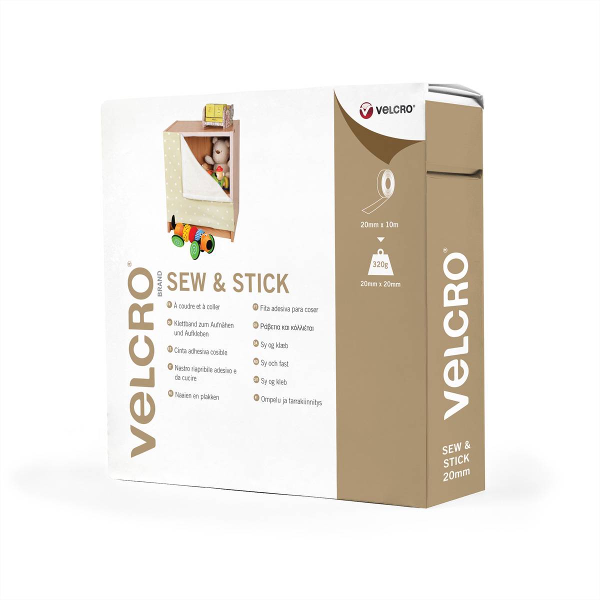 VELCRO® Klettband zum Aufnähen & Aufkleben, Haken & Flausch 20mm x 5m Weiß