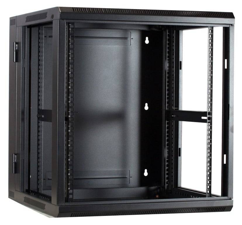 Danicom - 12 HE Serverschrank, wendbares Wandgehäuse mit Glastür und perforierten Seitenwänden (BxTxH) 600 x 600 x 635mm
