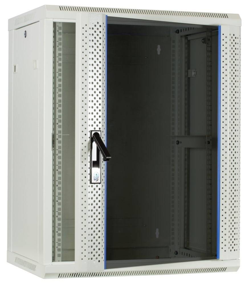 Danicom - 15 HE Serverschrank, Wandgehäuse, mit Glastür, Weiß, (BxTxH) 600 x 450 x 770mm