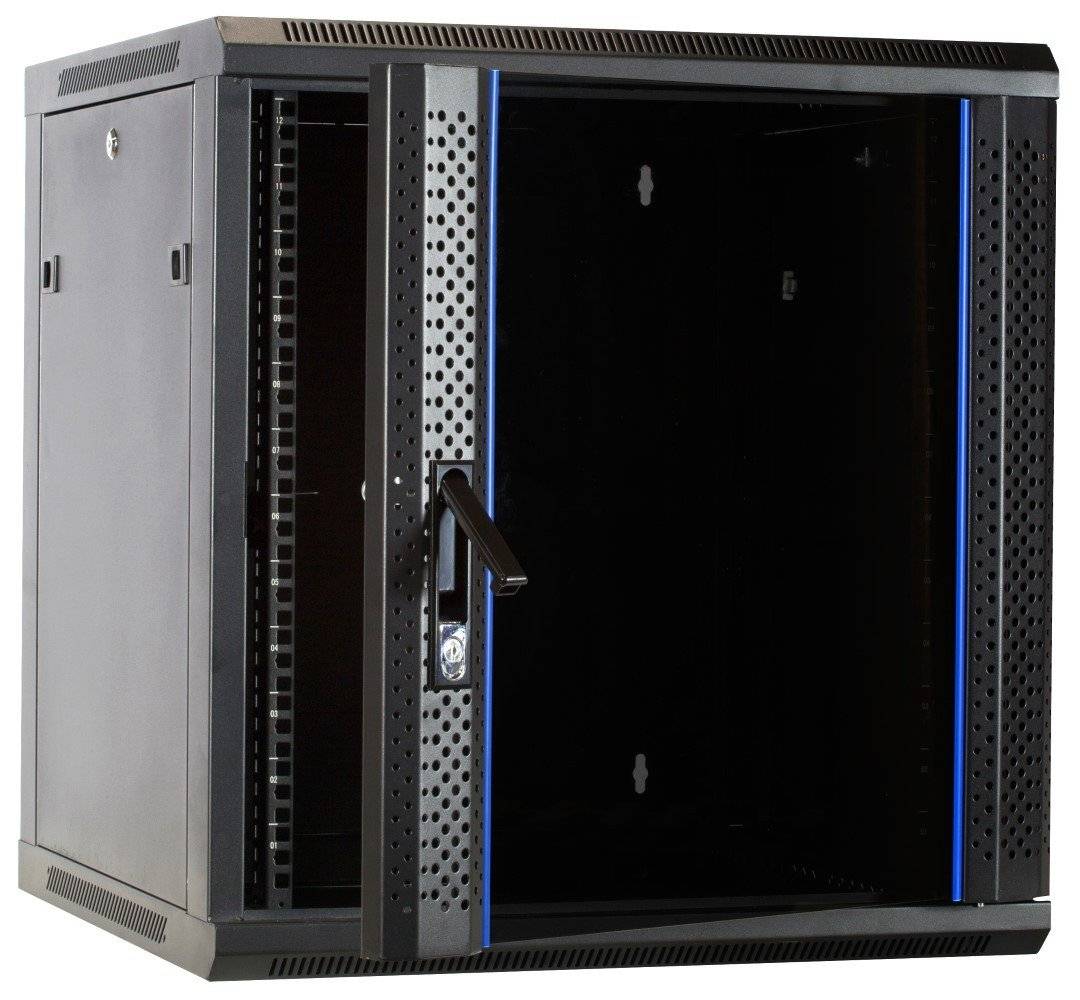 Danicom - 12 HE Serverschrank, Wandgehäuse mit Glastür, nicht vormontiert (BxTxH) 600 x 600 x 635mm