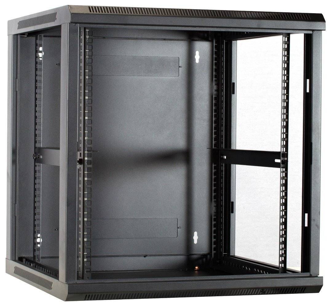 Danicom - 12 HE Serverschrank, Wandgehäuse mit Glastür, nicht vormontiert (BxTxH) 600 x 600 x 635mm