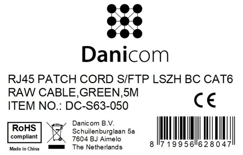 Danicom - CAT 6 Netzwerkkabel LSOH - S/FTP - 0,50 Meter - Grün