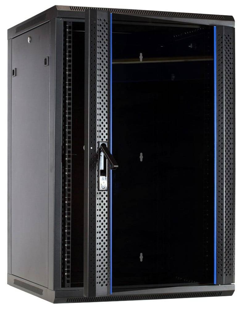 Danicom - 18 HE Serverschrank, Wandgehäuse mit Glastür (BxTxH) 600 x 600 x 900mm