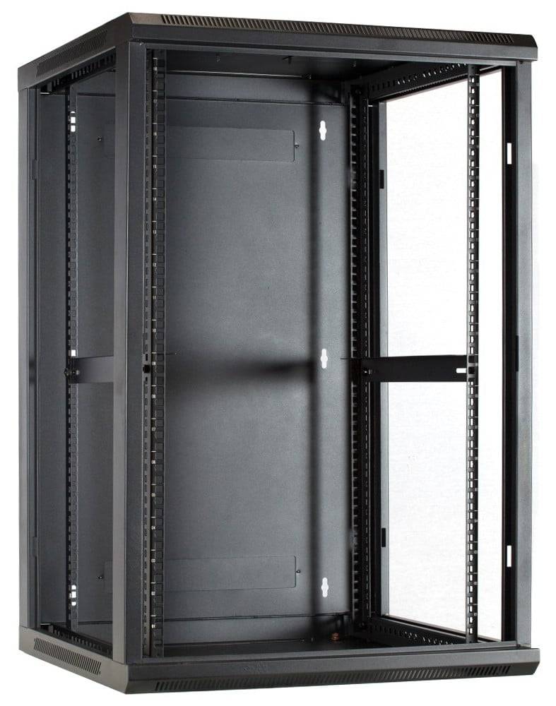Danicom - 18 HE Serverschrank, Wandgehäuse mit Glastür (BxTxH) 600 x 600 x 900mm