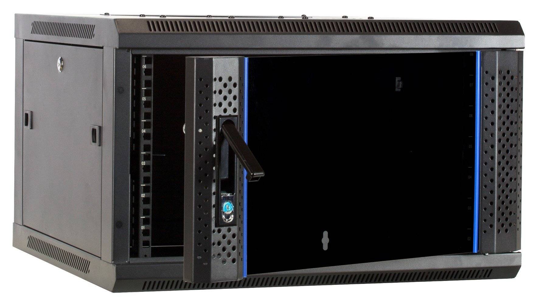 Danicom - 6 HE Serverschrank, Wandgehäuse, mit Glastür, nicht vormontiert (BxTxH) 600 x 600 x 368mm