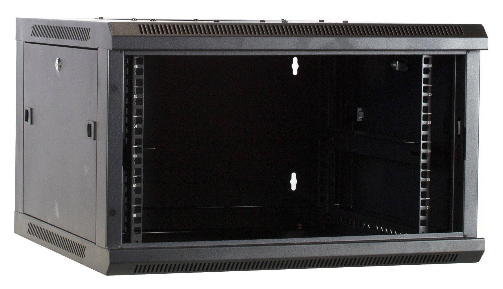 Danicom - 6 HE Serverschrank, Wandgehäuse, mit Glastür, nicht vormontiert (BxTxH) 600 x 600 x 368mm