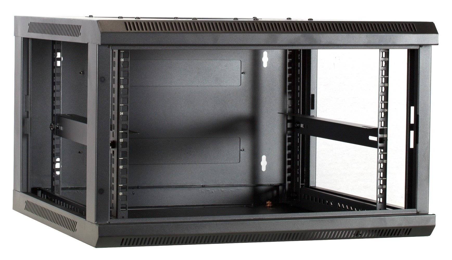 Danicom - 6 HE Serverschrank, Wandgehäuse, mit Glastür, nicht vormontiert (BxTxH) 600 x 600 x 368mm