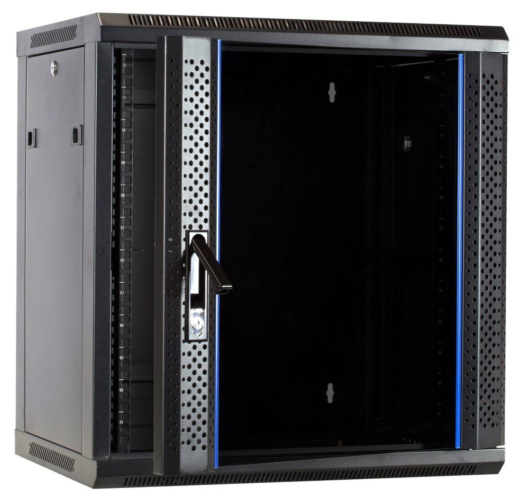 Danicom - 12 HE Serverschrank, Wandgehäuse, mit Glastür, nicht vormontiert (BxTxH) 600 x 450 x 634mm