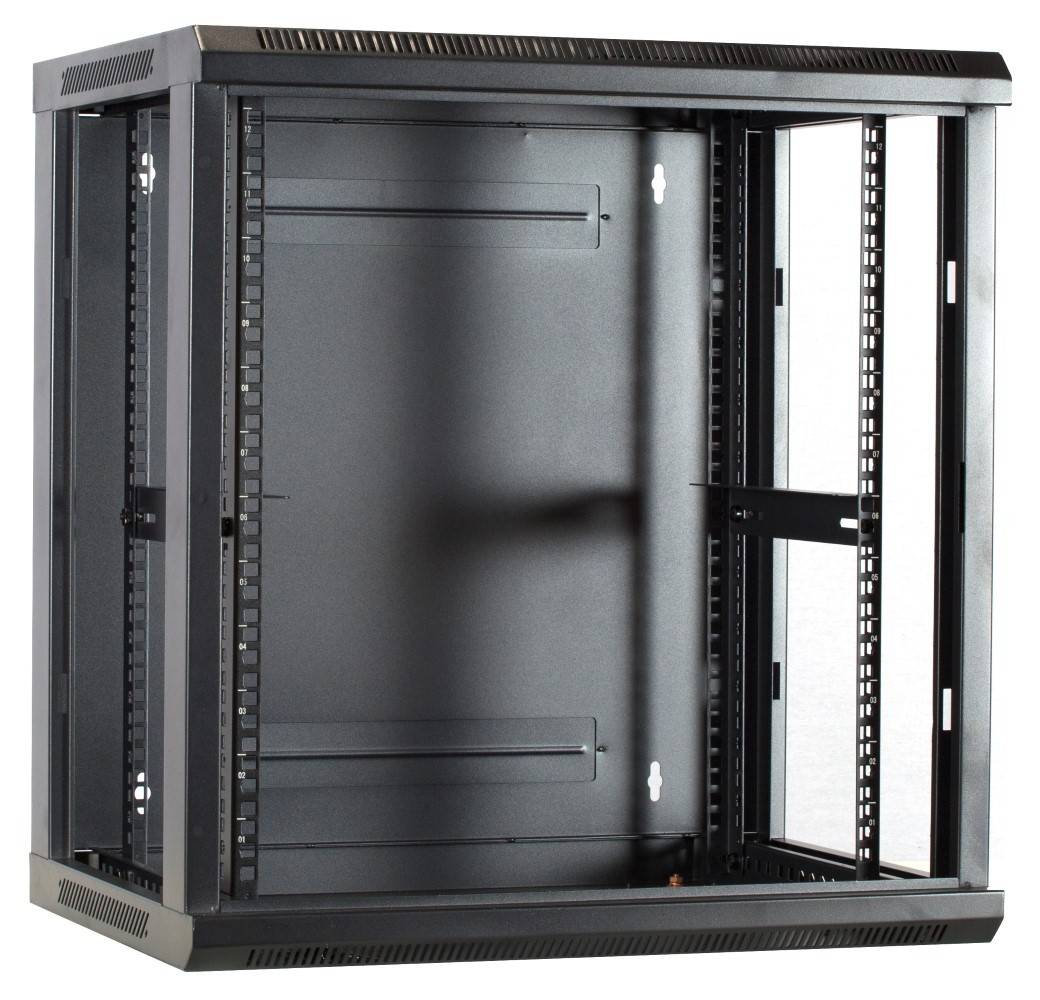 Danicom - 12 HE Serverschrank, Wandgehäuse, mit Glastür, nicht vormontiert (BxTxH) 600 x 450 x 634mm