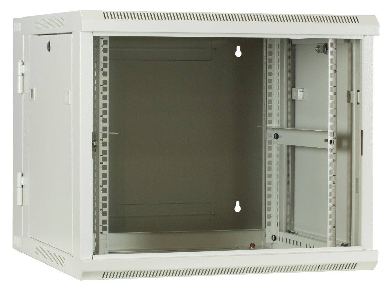 Danicom - 9 HE Serverschrank, wendbares Wandgehäuse mit Glastür, Weiß (BxTxH) 600 x 600 x 501mm