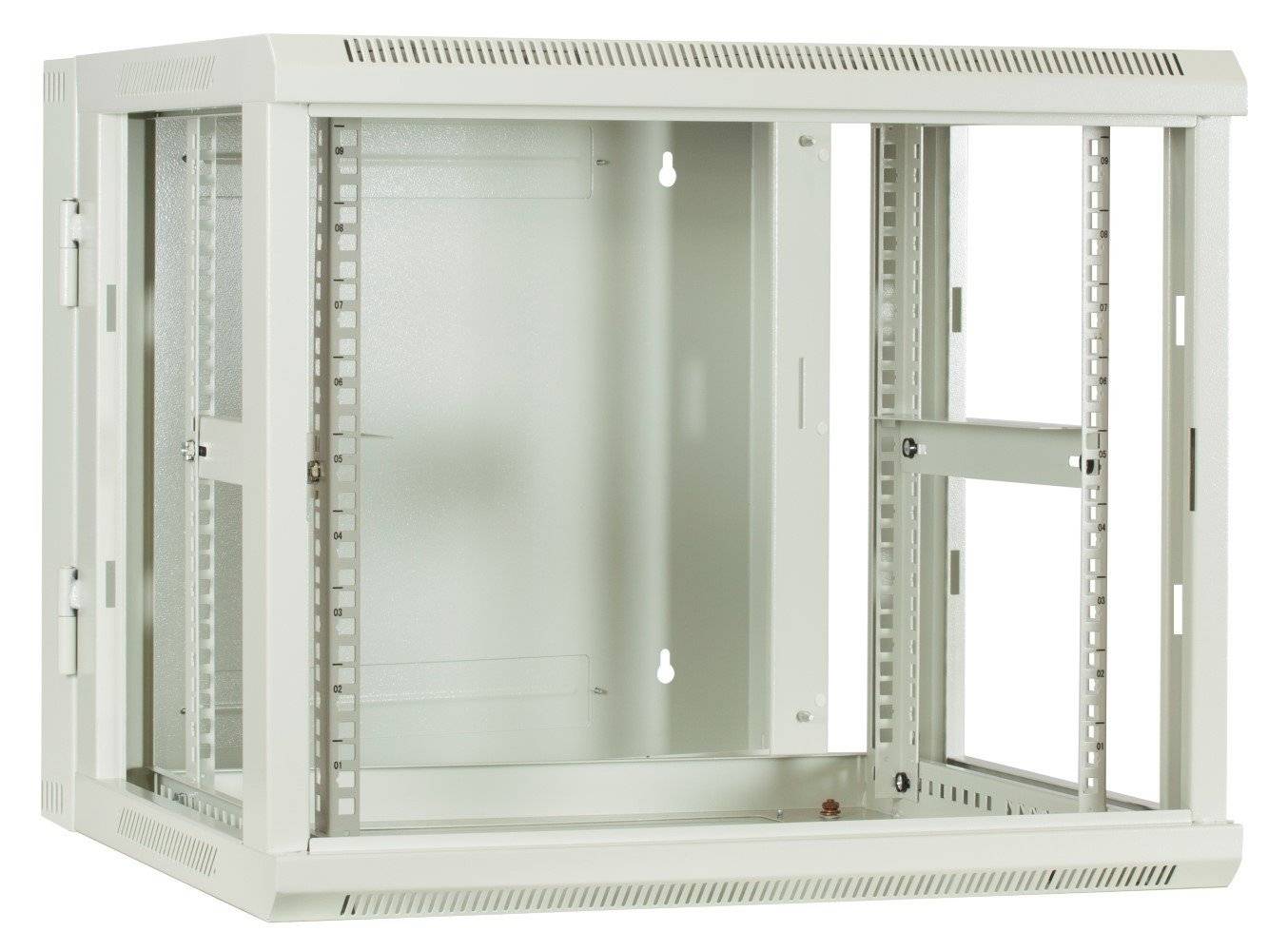 Danicom - 9 HE Serverschrank, wendbares Wandgehäuse mit Glastür, Weiß (BxTxH) 600 x 600 x 501mm