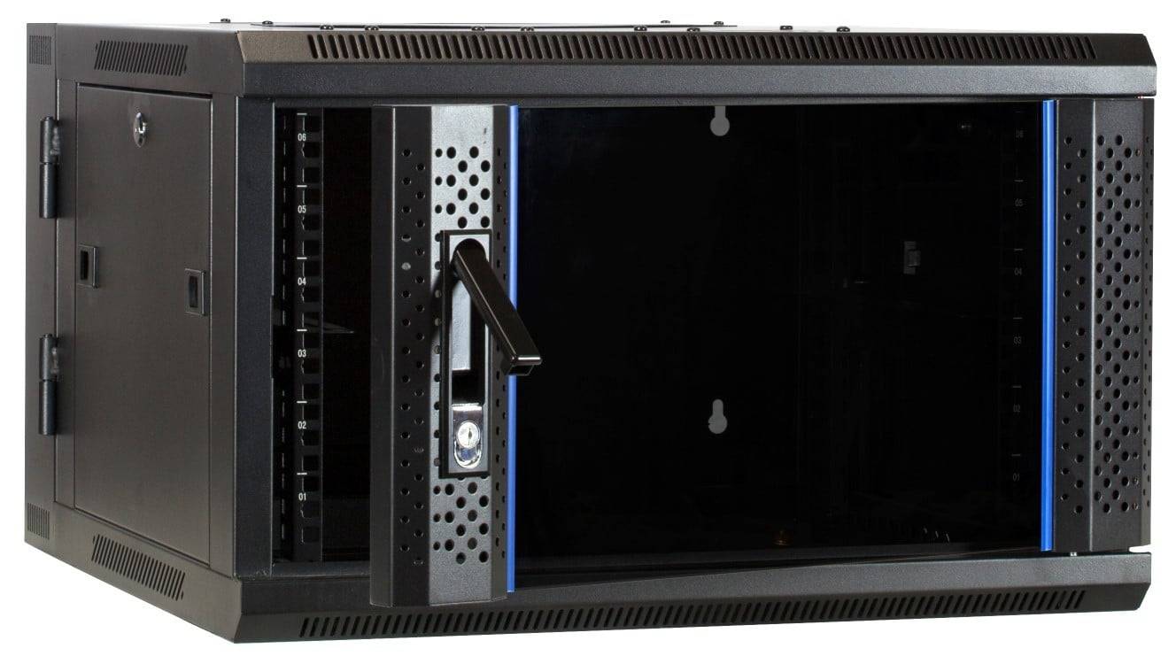Danicom - 6 HE Serverschrank, wendbares Wandgehäuse mit Glastür (BxTxH) 600 x 600 x 368mm