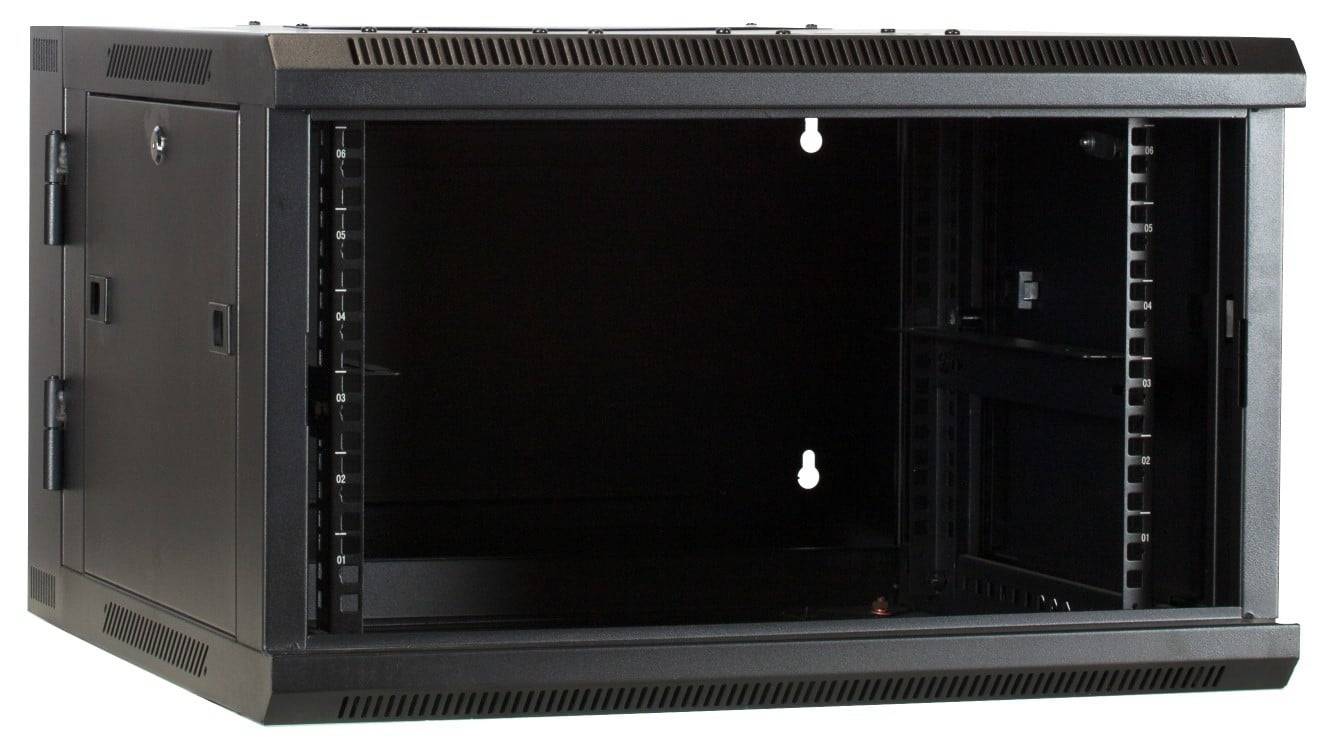 Danicom - 6 HE Serverschrank, wendbares Wandgehäuse mit Glastür (BxTxH) 600 x 600 x 368mm