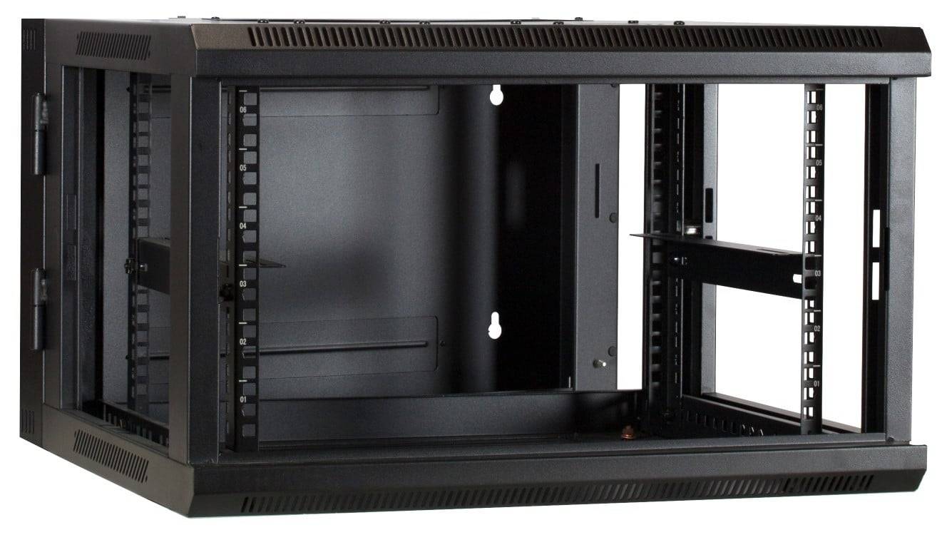 Danicom - 6 HE Serverschrank, wendbares Wandgehäuse mit Glastür (BxTxH) 600 x 600 x 368mm