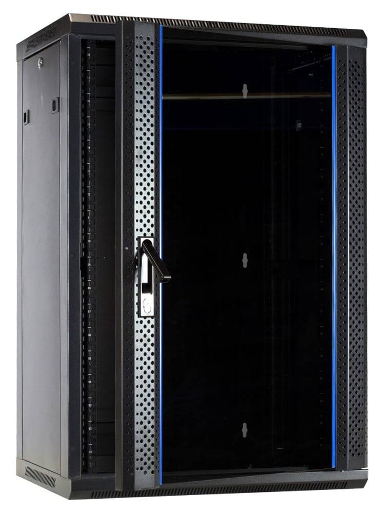 Danicom - 18 HE Serverschrank, Wandgehäuse, mit Glastür (BxTxH) 600 x 450 x 900 mm