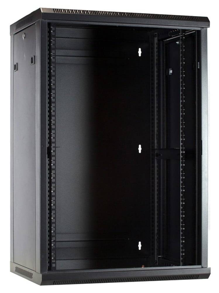 Danicom - 18 HE Serverschrank, Wandgehäuse, mit Glastür (BxTxH) 600 x 450 x 900 mm