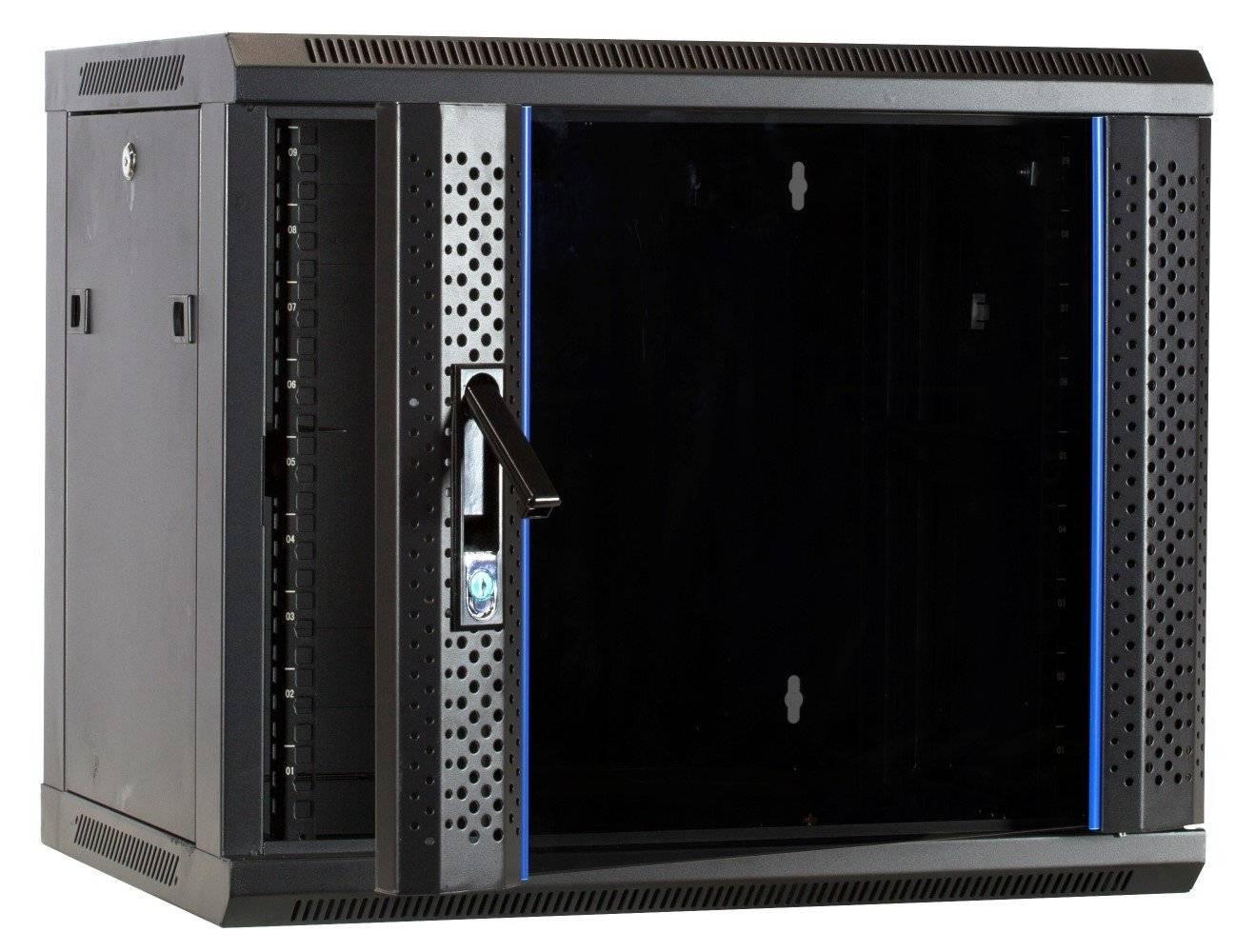 Danicom - 9 HE Serverschrank, Wandgehäuse, mit Glastür, nicht vormontiert (BxTxH) 600 x 450 x 500mm