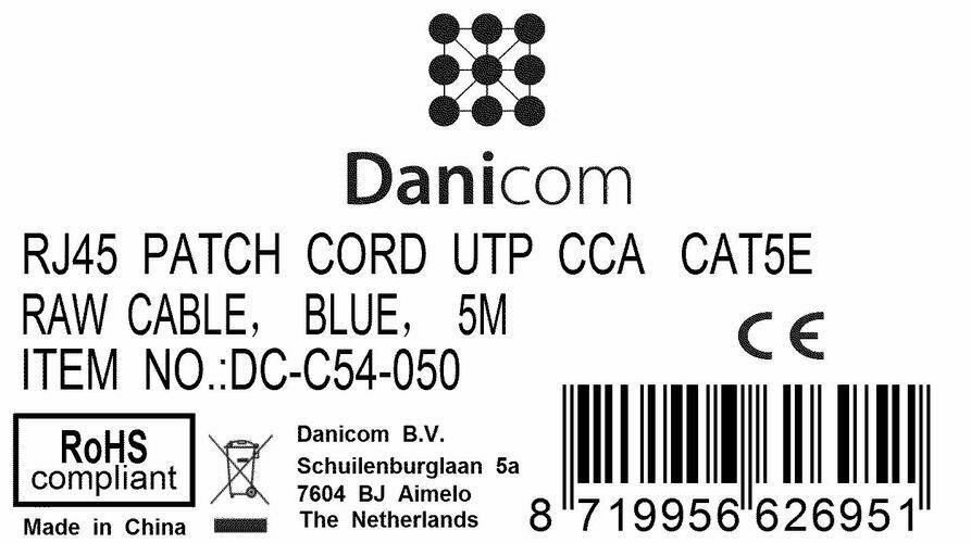 Danicom - CAT 5e Netzwerkkabel U/UTP – 5 Meter - Blau - CCA
