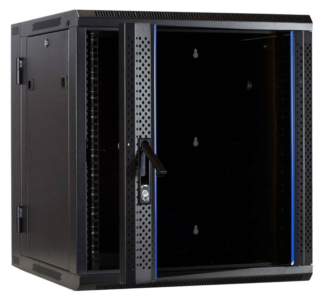 Danicom - 12 HE Serverschrank, wendbares Wandgehäuse mit Glastür (BxTxH) 600 x 600 x 635mm