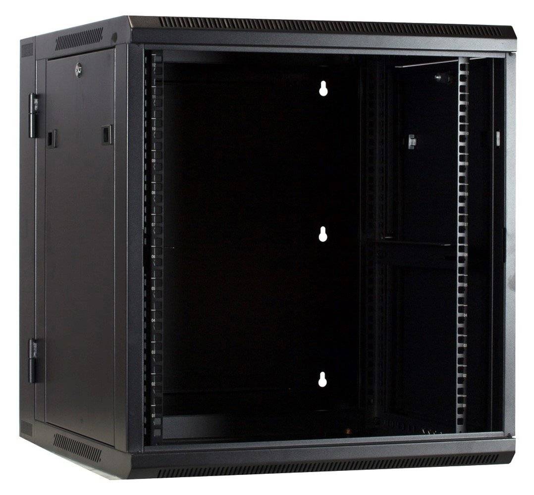 Danicom - 12 HE Serverschrank, wendbares Wandgehäuse mit Glastür (BxTxH) 600 x 600 x 635mm
