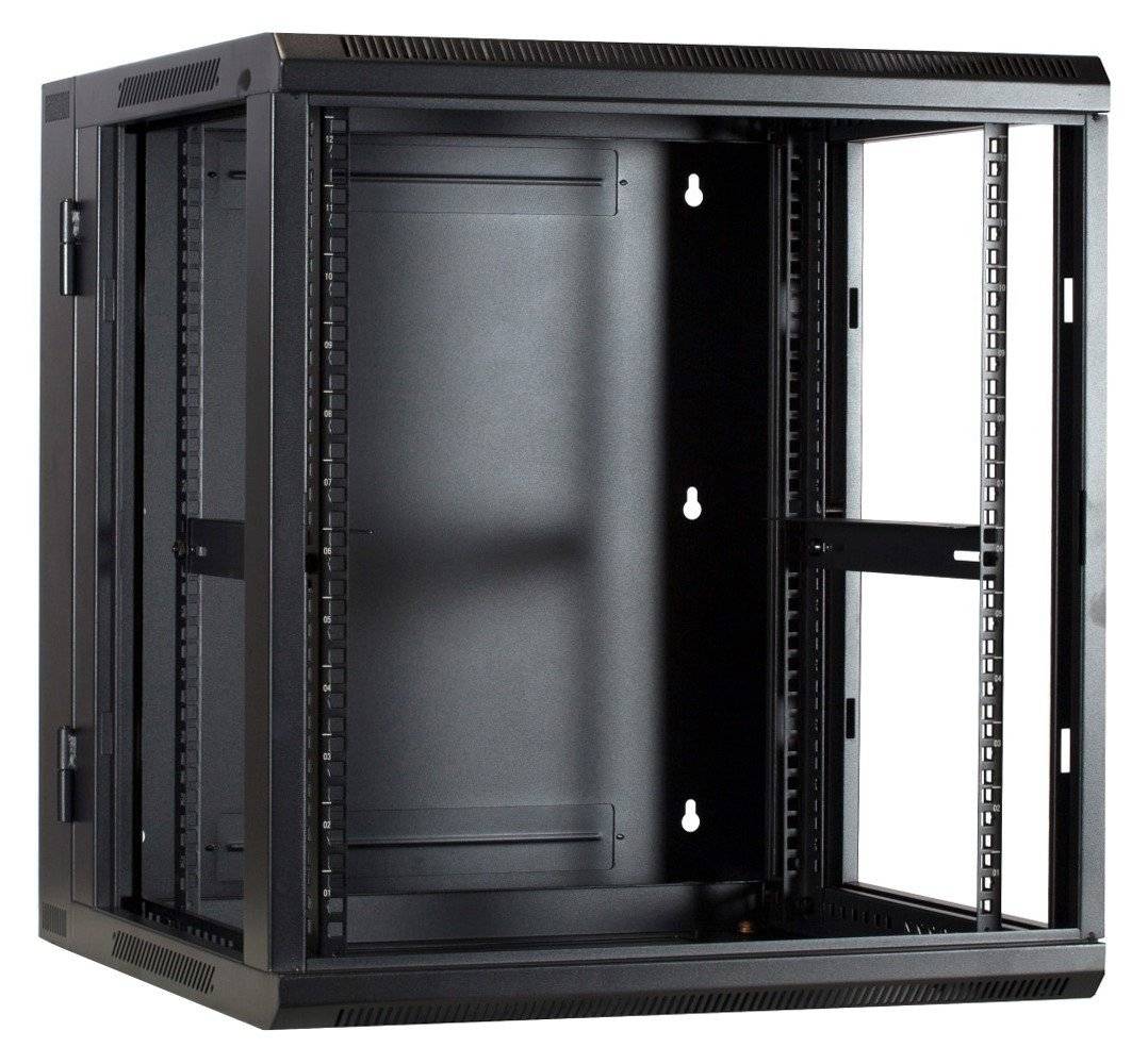 Danicom - 12 HE Serverschrank, wendbares Wandgehäuse mit Glastür (BxTxH) 600 x 600 x 635mm