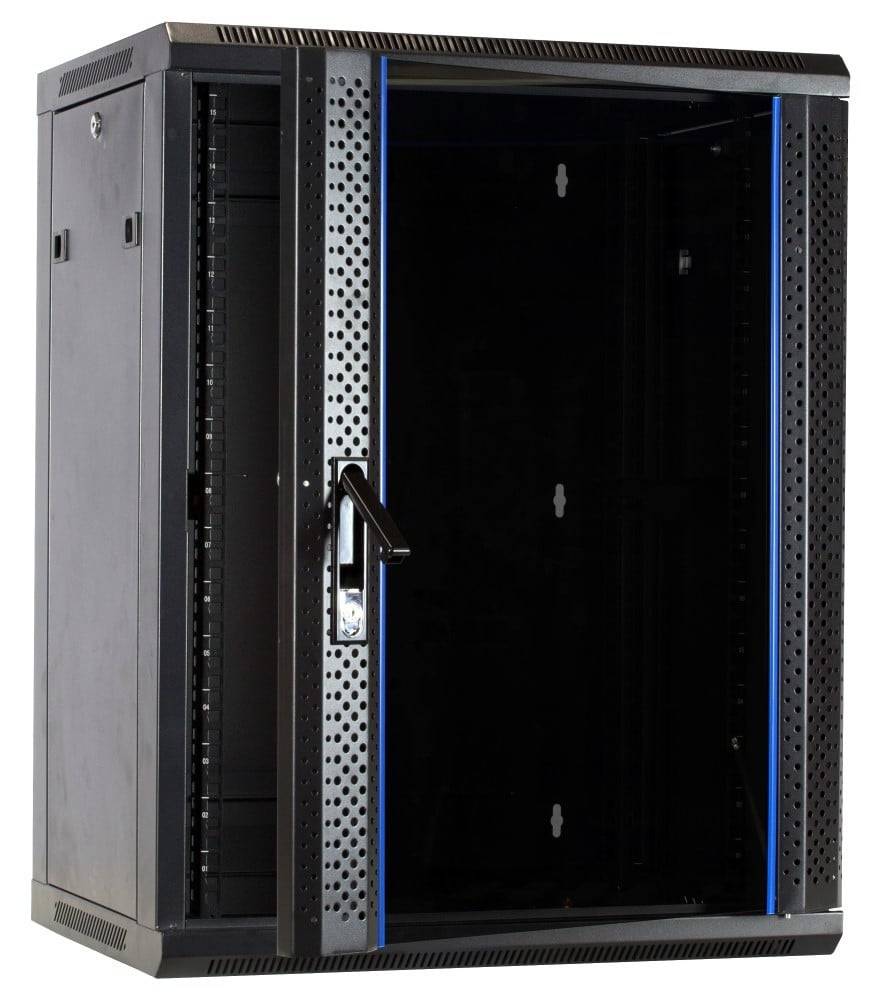 Danicom - 15 HE Serverschrank, Wandgehäuse, mit Glastür, nicht vormontiert (BxTxH) 600 x 450 x 770 mm