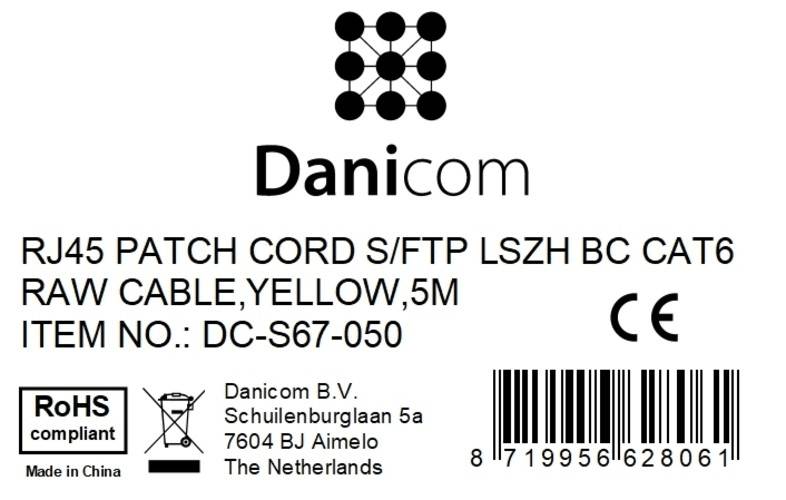 Danicom - CAT 6 Netzwerkkabel LSOH - S/FTP - 5 Meter - Gelb