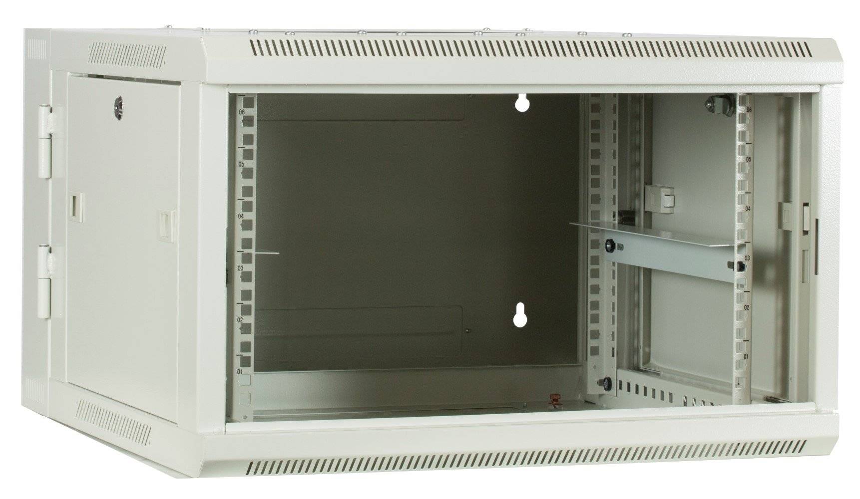 Danicom - 6 HE Serverschrank, wendbares Wandgehäuse mit Glastür, Weiß (BxTxH) 600 x 600 x 368mm