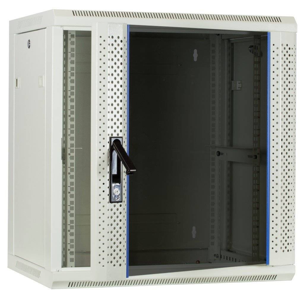 Danicom - 12 HE Serverschrank, Wandgehäuse, mit Glastür, Weiß, (BxTxH) 600 x 450 x 634mm