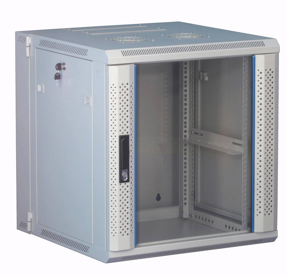 Danicom - 12 HE Serverschrank, wendbares Wandgehäuse mit Glastür, Weiß (BxTxH) 600 x 600 x 635mm