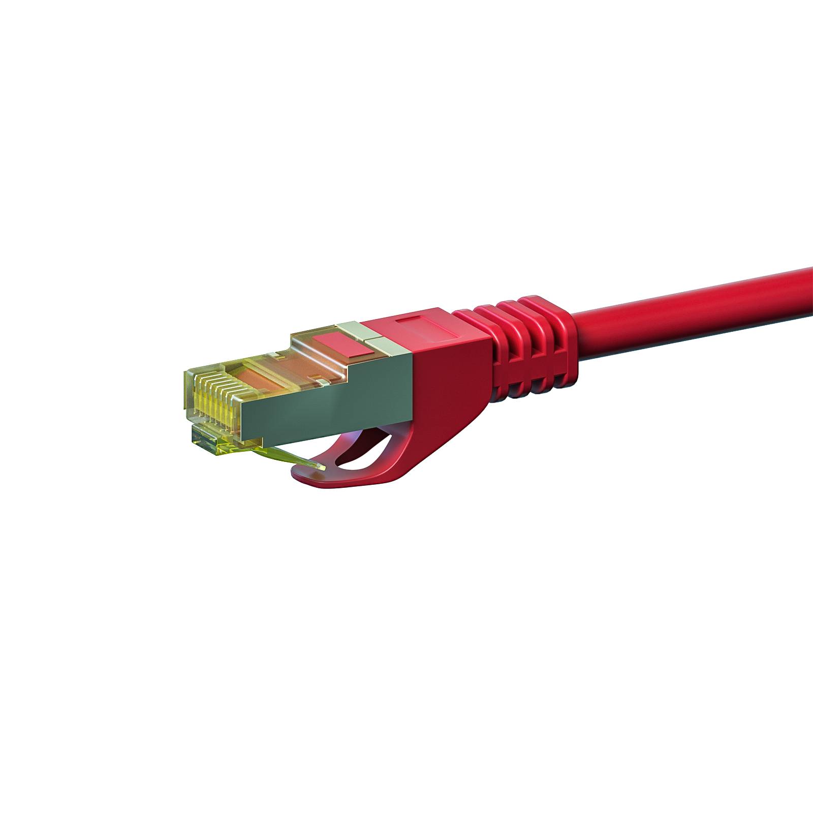 Danicom - RJ45 Netzwerkkabel S/FTP (PiMF), mit CAT 7 Rohkabel, Rot, 7,50m