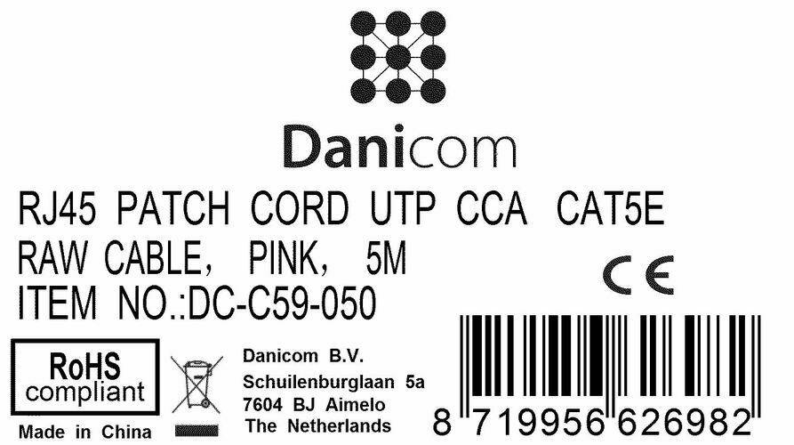 Danicom - CAT 5e Netzwerkkabel U/UTP – 5 Meter - Rosa - CCA