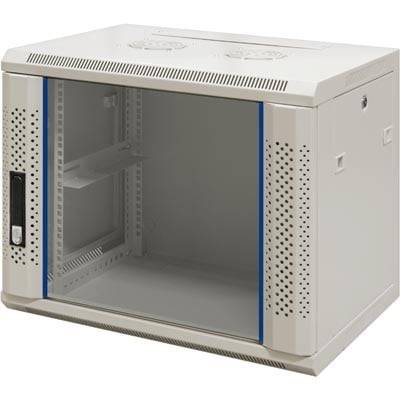 Danicom - 9 HE Serverschrank, Wandgehäuse, mit Glastür, Weiß, (BxTxH) 600 x 450 x 500mm