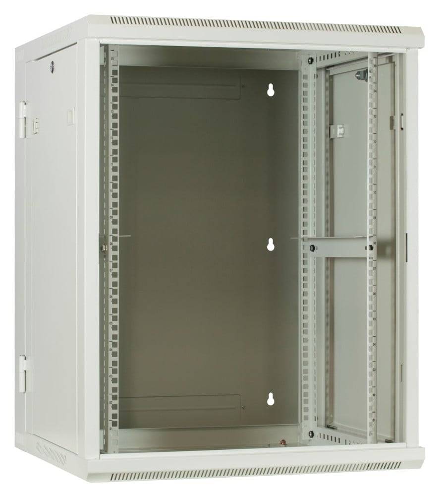 Danicom - 15 HE Serverschrank, wendbares Wandgehäuse mit Glastür, Weiß (BxTxH) 600 x 600 x 770mm