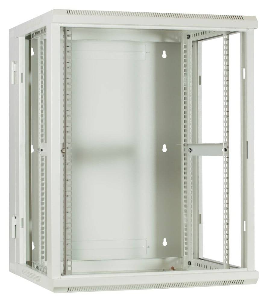 Danicom - 15 HE Serverschrank, wendbares Wandgehäuse mit Glastür, Weiß (BxTxH) 600 x 600 x 770mm